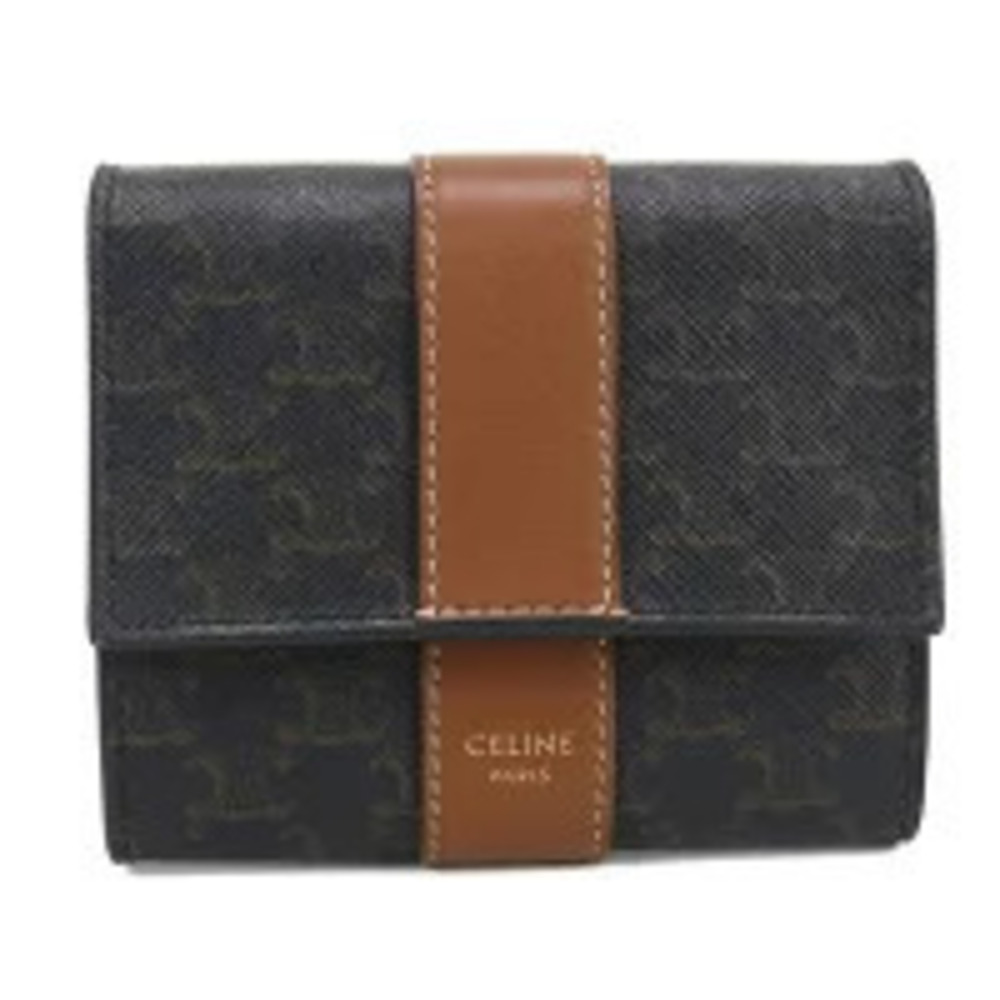 Celine Tri fold Wallet Compact Triomphe Canvas Trifold Brown